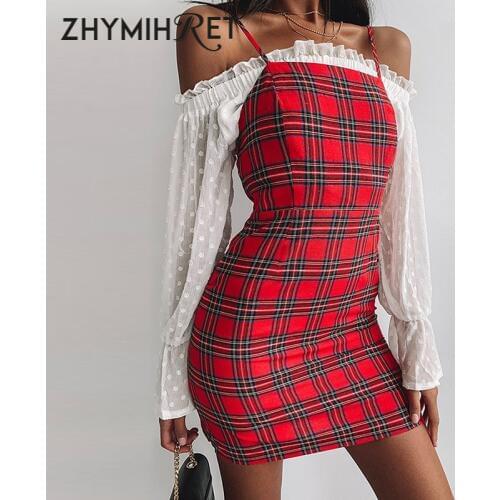 Модные платья в клетку ZHYMIHRET China At AliExpress