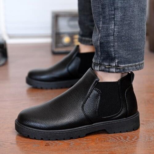 Winter Chelsea Boots Men Leather Shoes Men Ankle Boots Fashion Brand Autumn Winter Male Footwear 2021