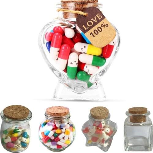 1 Set Message Capsule Handmade Cute Love Glass Bottle Capsule Letter Message for Friends