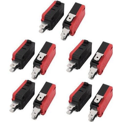 10 Pcs SV-16-1C25 Roller Lever Arm SPDT Micro Limit Switch 3 Terminals Momentary