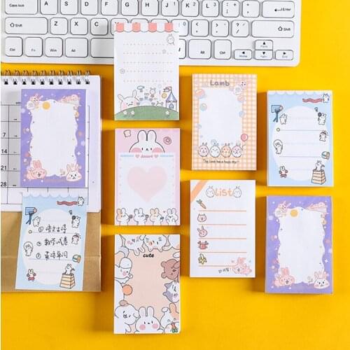 100 Sheets Cute Cartoon Rabbit Daily Life Memo Pad Message Notes Decorative Notepad Note paper Memo Stationery Office Supplies
