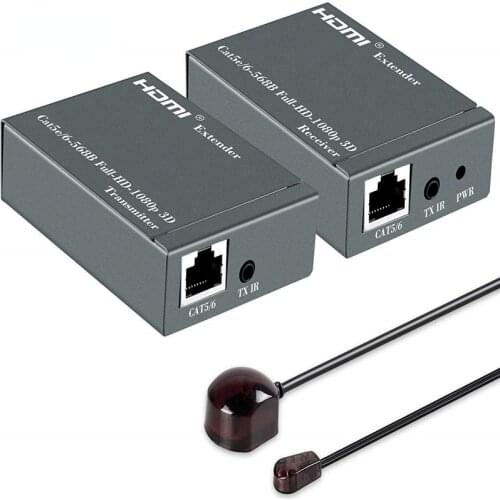1080P 60m HDMI-compatible Extender Repeater Over Cat6 Cat7 Ethernet Cables with IR Function RJ45 Transmitter TX/RX Extender Loop