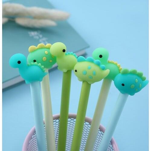3 Pcs/Lot Kawaii Little Soft Silicone Dinosaur Gel Pen Ink Marker Pen School Office Writing Supply Stationery Escolar Papelaria