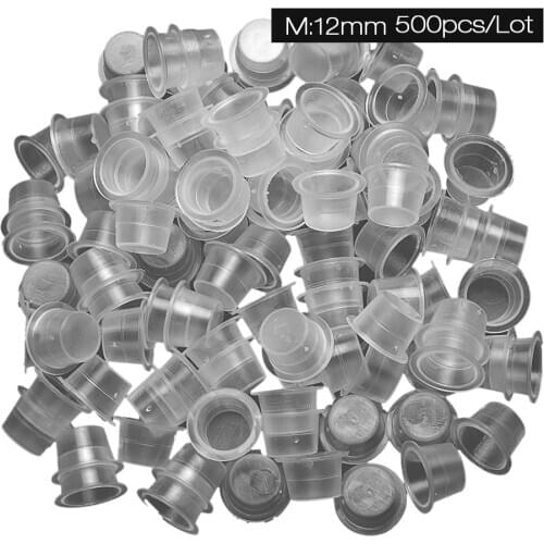 500pcs Plastic Microblading Disposable Transparent Pigment Cups Makeup Tattoo Accessory Tattoo Ink Cup Holder Container Cap
