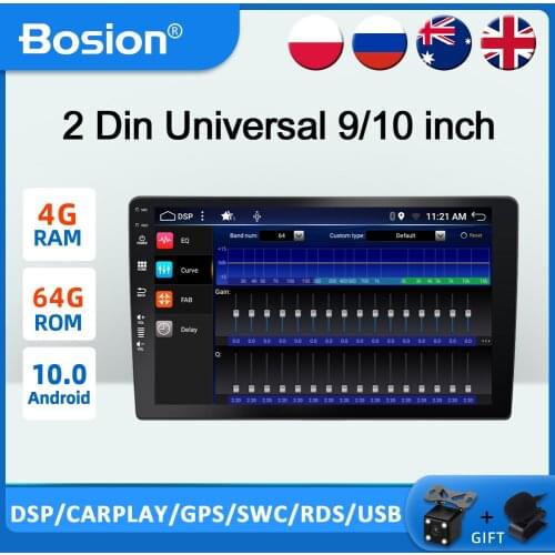 Bosion 1 din Android 10.0 IPS DSP PX6 Car Radio Stereo GPS Navi Audio Video Player Wifi BT IPS AHD AMP 7803 OBD DAB+ SWC 4G+64G