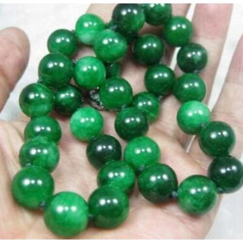 Free Shipping Natural 10mm Round GREEN JADE JADEITE Gemstone NECKLACE 18INCH