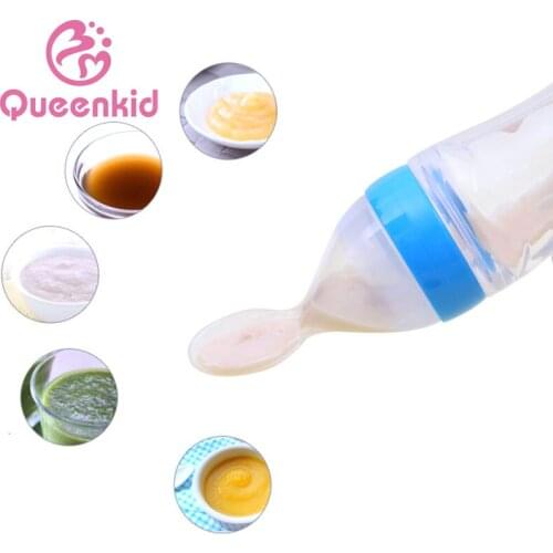 90ML Safe Newborn Baby Feeding Bottle Toddler Silicone Squeeze Feeding Spoon Milk Bottle Baby Training Feeder Food Supplement