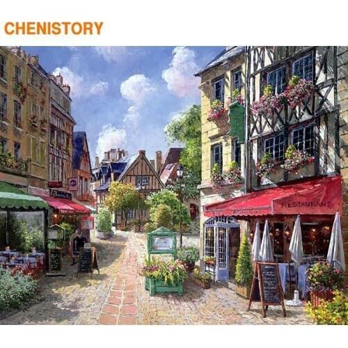 CHENISTORY Frameless Coffee Shop DIY Digital Painting By Numbers Modern Home Decoration Kits Coloring Paintng By Numbers Artwork