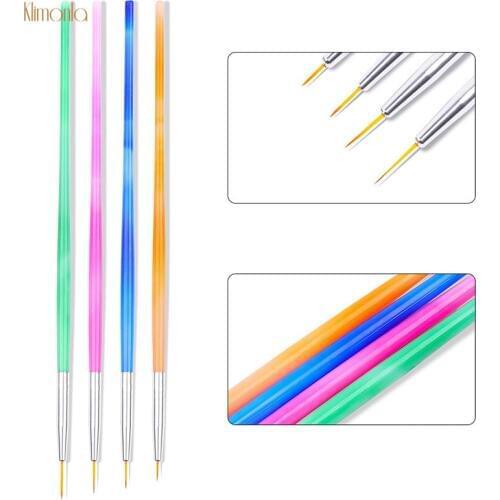 4pcs Colorful Nail Art Line Painting Pen 3D Tips Flowers Decoration DIY Nail Tools Nail Drawing Brush Manicure Set