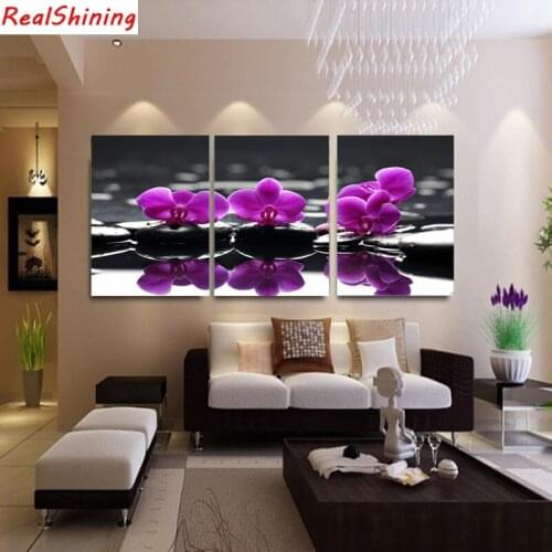 DIY 5d Diamond Embroidery 3pcs Stones and flowers Diamond Painting Stitch Cross Diamond Mosaic home Decor H1432