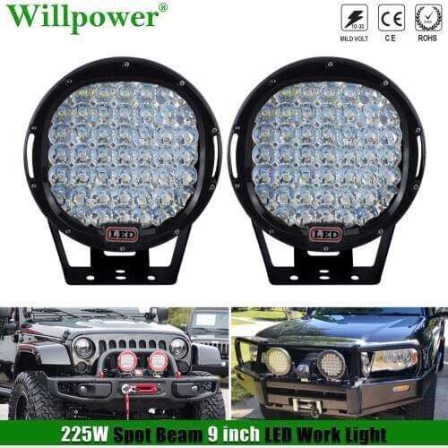 Offroad Car Black LED Headlight 225W 9“ Spotlights For Jeep JK Wrangler 4Runner SUV 4X4 Truck 4WD Pickup Driving Fog Lamp