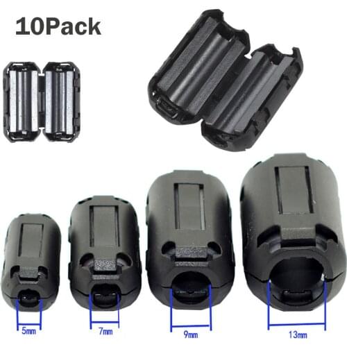 10Pcs Black Clip On Clamp RFI EMI Noise Filters Ferrite Core For 5mm 7mm 9mm 13mm Cable Connector Filters #102