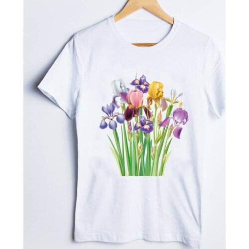 Tees for Women Print Short Sleeve Harajuku 90s Flower Floral Casual Ladies T Shirt Clothes Lady Tops Clothing Female T-Shirt