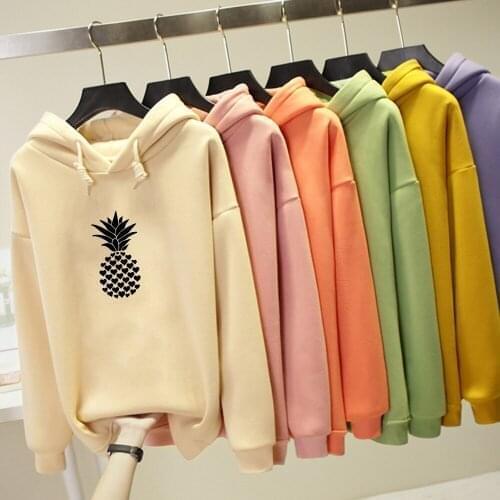 Harajuku Punk Hoodie Men Hip Hop Streetwear Ladies Style Hoodie Oversize Sweatshirt Loves Pineapple Printing Coat