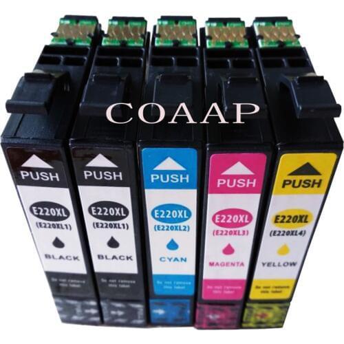 5 Pack 220 T220 xl compatible Ink Cartridges For Epson XP 320 420 424 WorkForce 2630 2650 2660