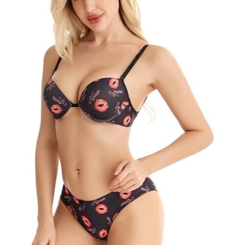 Sexy Lips Bra Set Wireless Bralette Seamless Cozy Lenceria Panties Set Women Push-up Underwear Lingerie нижнее белье женское