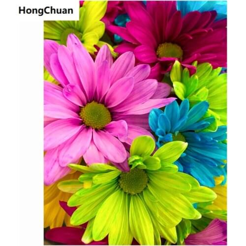 Colorful flower 5D DIY full diamond round/square cartoon diamond embroidery mosaic cross stitch diamond painting mural, New Year