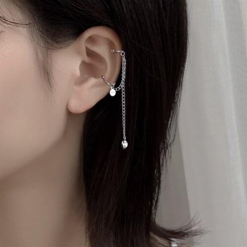 Luckydays Two Ways To Wear Round Card Earring Long Chain Tassel Earring Ear Buckle Ear Bone Clip For Women Girl Gift