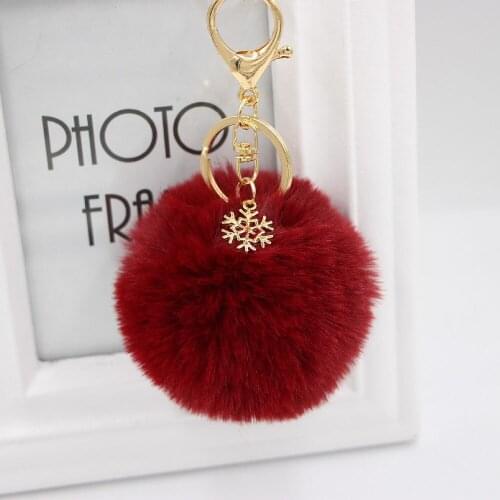 Fur Pom Pom Snow Furry Ball Keychain Faux Fur Keychain Porte Clef Pom-pom De Fourrure Fluffy Bag Charms Rabbit Keychain Keyring