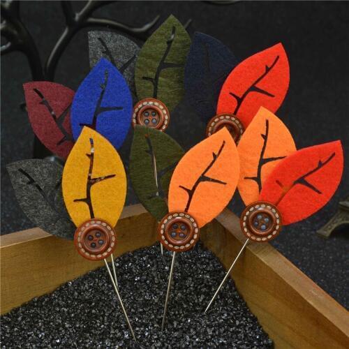 Wholesale Brooch 5Pcs/Lot Leaf Brooch Handmade Fabric Brooches Men Brooches And Pins For Suits