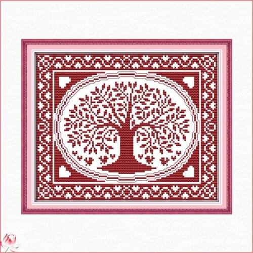 Joy Sunday The Oval Happiness Tree Cross Stitch Kit 14CT 11CT Cross Stitch DIY Pattern Embroidery Sewing Needlework Home Deco