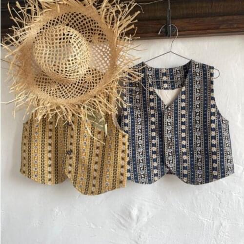 2021 new style girls boys printed vest autumn cotton fashion kids waist vest