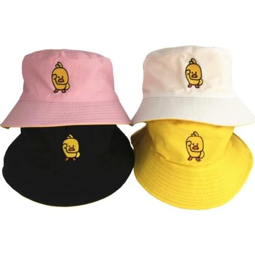 New Duck Summer Bucket Hat for Men Women Fashion Cotton Reversible Bob Femme Caps Panama Sad Boys Fold Sun Beach Fisherman Hat