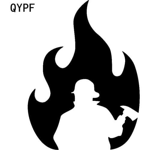 QYPF 14.1cm*18.8cm Delicate Proud A Breakthrough In The Fire Fireman Vinyl Bright Car Sticker Decal Pattern C18-0899