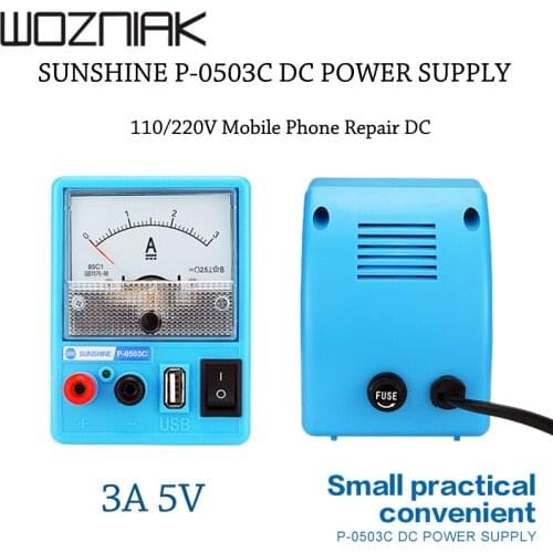 P-0503C DC Power Supply Portable Voltage Regulator Adjustable With USB Port Phone Repair 5V 3A DC 110V 220V