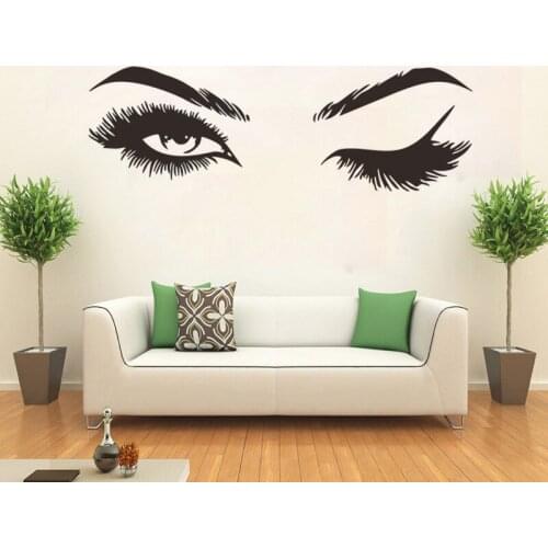 Lash & Brows Eyes Quote Girls Bedroom Eyebrows Store Beauty Salon Decor Wall Stickers Fashion Vinyl Eyelashes Wall Decals