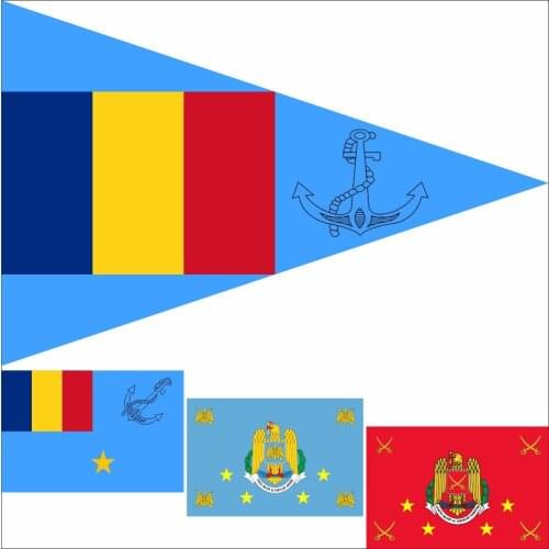 Romania Naval Fleet Commander Banner 3X5FT 100D Polyester Double Stitched High Quality Land Forces 90X150CM