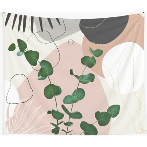 Geometric Tropical Plant Leaves Tapestry Home Decoration Wall Blanket Tapestry Bedroom Wall Hanging Yoga Mat