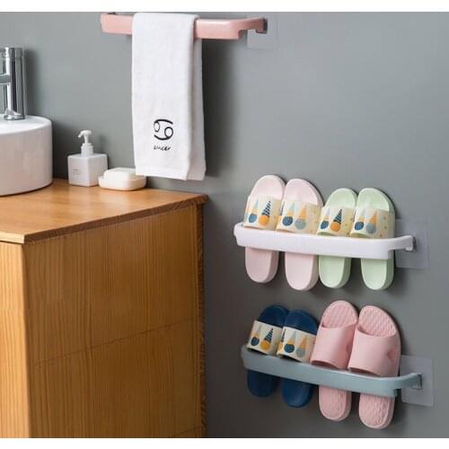 Self-adhesive Towel Holder Rack Wall Mounted Towel Hanger Bathroom Towel Bar Shelf Roll Holder Hanging Hook Bathroom Organizer