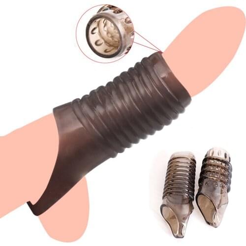 Silicone Penis Ring Penis Extender Sleeve Delay Ejaculation Cover Dotted Condoms Spike Cock Ring Erection Erotic Sex Toy For Men