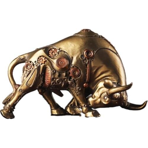 Sculpture Mechanical Bull Statue Home Decor Resin Animal Figurines Living Room Ox Sculpture Office Home Decoration Accessories