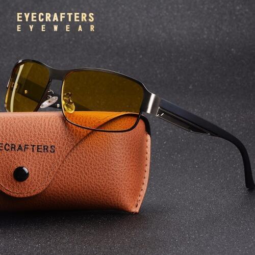 Eyecrafters Yellow Lens Polarized Sunglasses Men Night Vision Goggles Driving Glasses Driver Aviation Polaroid Sun Glasses UV400