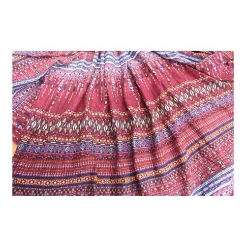 Ethnic style thin print geometric figure pure cotton fabric summer top dress pants fabric