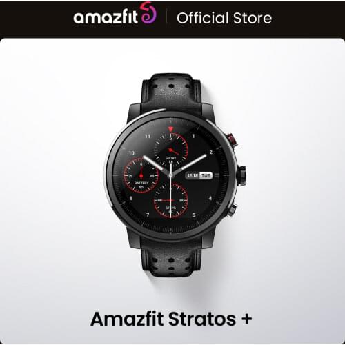 In Stock Amazfit Stratos+ Flagship Smart Watch Genuine Leather Strap Sapphire Glass Flourorubber Strap for Android Phone
