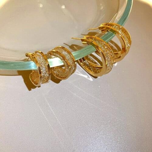 Minar Unique Design 3 Styles C Shape Gold Color Alloy Hoop Earrings for Women Ladies Hollow Chequer Earrings Accessories