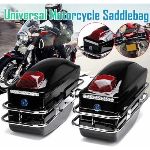 24L Universal Motorcycle Side Tool Box Luggage Tank Tail Tool Bag Hard Case Saddle Bags Side Trunk w/Taillight