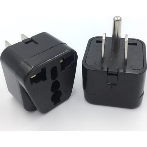 Universal USA Canada 3-pin Travel Plug Adapter (Type B) Convert Europe UK India Australia to American Socket Round to Flat Pin