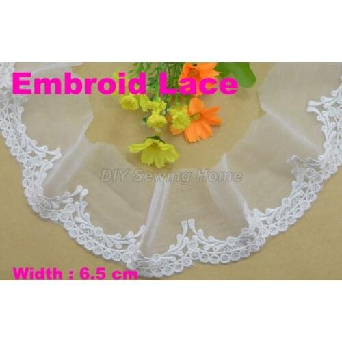 6.5cm width embroid lace sewing ribbon guipure trim or fabric warp knitting DIY Garment Accessories free shipping#3293