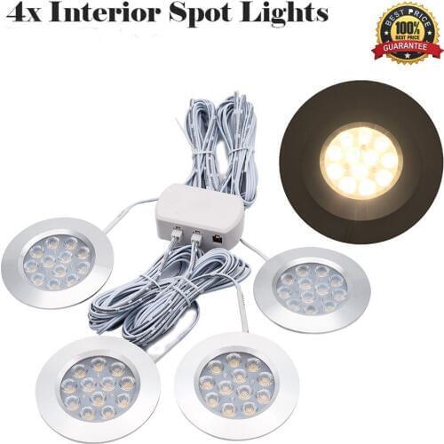 4PCS 12V RV LED Ceiling light Car Dome Interior Light Under Cabinet Lamps Boat Van Car LED Interior Warm Light 3000K
