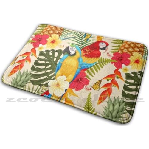 Macaws And-Exotic Tropical Birds Painting Soft Mat Doorway Non-Slip Water Uptake Carpet Macaw Parrot Bird Parakeet Parrot Lover