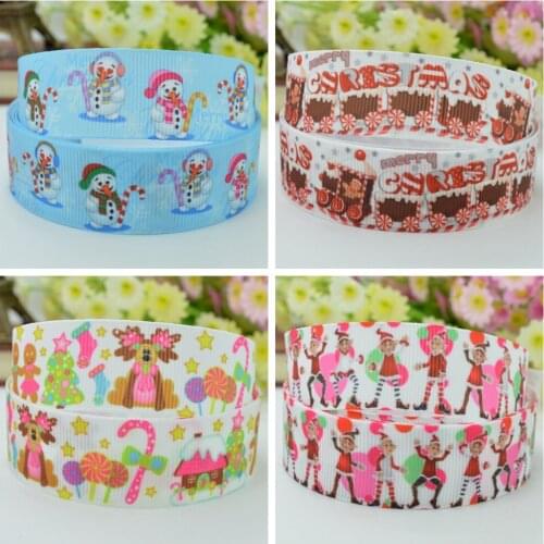 10 Yards 22mm 7/8" Christmas snowman Printed grosgrain ribbon hair bow Headwear DIY hair accessories retail