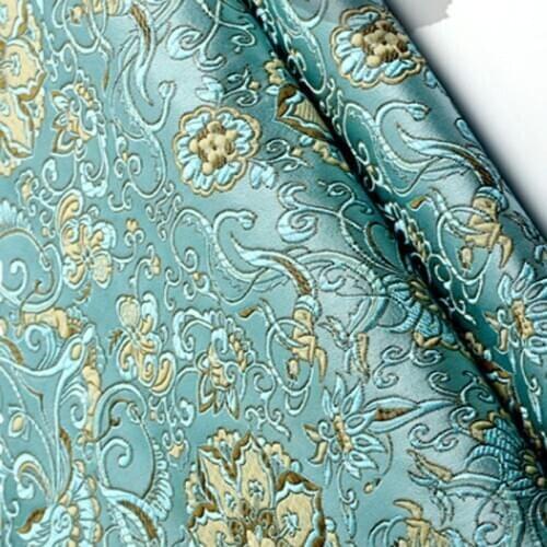 ViaPhil Brand Lake Blue Flower Jacquard Brocade Fabric 50x72cm Cloth Dress Upholstery Furnishing Materil
