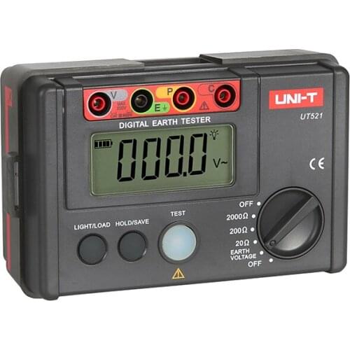 UNI-T T521 Digital Earth Resistance Tester Ground Insulation Voltage Megohmmeter Data Storage Over Range LCD Backlight