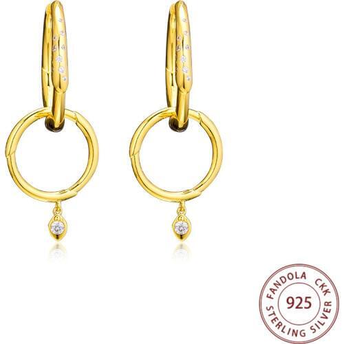 CKK 925 Sterling Silver Earring Shine Circle Flower Stem Hoops Earrings For Women Wedding Jewelry Sterling-Silver-Jewelry