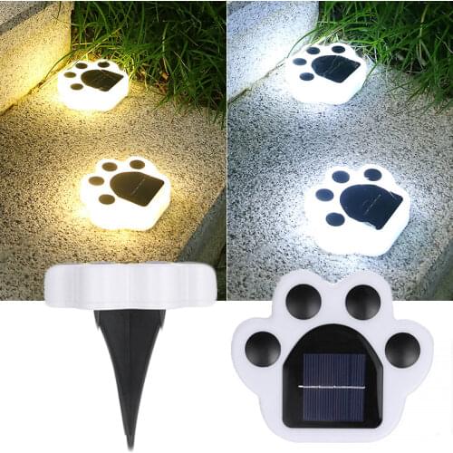 4 LEDS Solar Ground Plug Light Lawn Lamp Creative Bear Paw Shape Waterproof Courtyard Park Garden Staircase Decorative Lighting