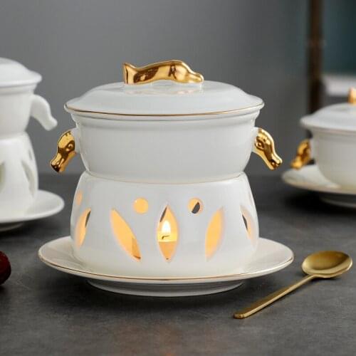 Guci birds nest bowl dessert bowl Phnom Penh double ear bowl ceramic covered European palace stew cup tremella bowl